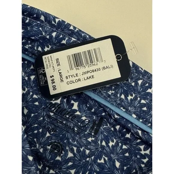 NWT Johnnie-O Bali Floral Printed Jersey Performance Polo Lake Blue LARGE $98 - Picture 3 of 7